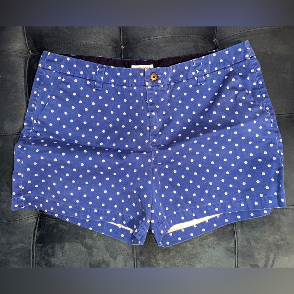 Target Merona Chino Shorts 5” inseam 
Blue w/White Polka Dot 
Size 14 
5” inseam